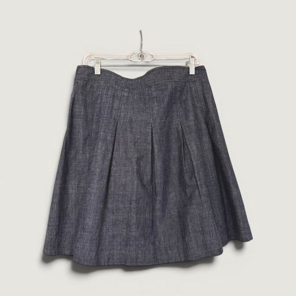 J. Crew Dresses & Skirts - J.Crew Pleated Denim Skirt Women's Large Dark Wash A‑Line Jean Skirt Fall Outfit